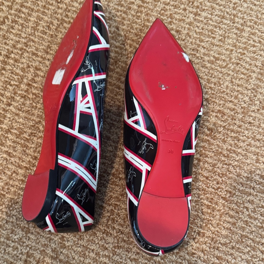 Christian Louboutin Black and White Patterned Flats - Picture 3 of 5